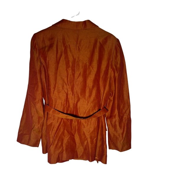 Vintage Exact Linen Blend Orange Belted Blazer Jacket EU46 USL - Picture 5 of 5